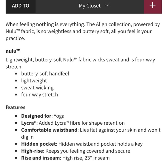 Lululemon Align High-Rise Crop 23" Blue Nile EUC Size 8 - Picture 5 of 11